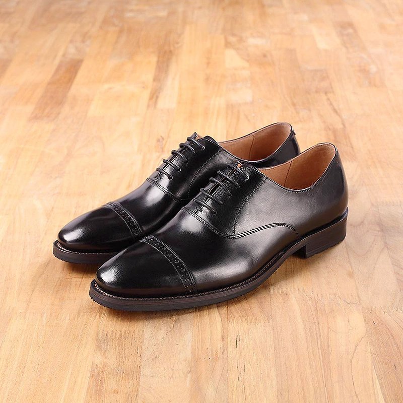 Vanger simple classic horizontal embossed Oxford gentleman shoes Va215 black - Men's Casual Shoes - Genuine Leather Black