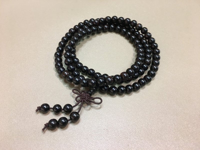 黑檀木 6mm 長鏈 108粒 - 有保護和辟邪作用 - 手鍊/手環 - 木頭 