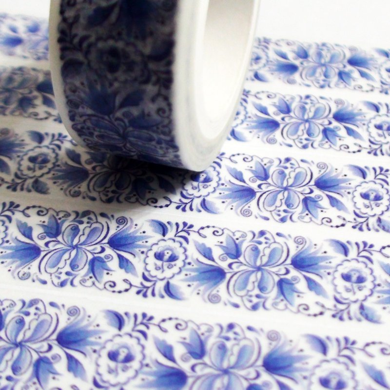Sample Washi Tape Blue & White Lily - Washi Tape - Paper 