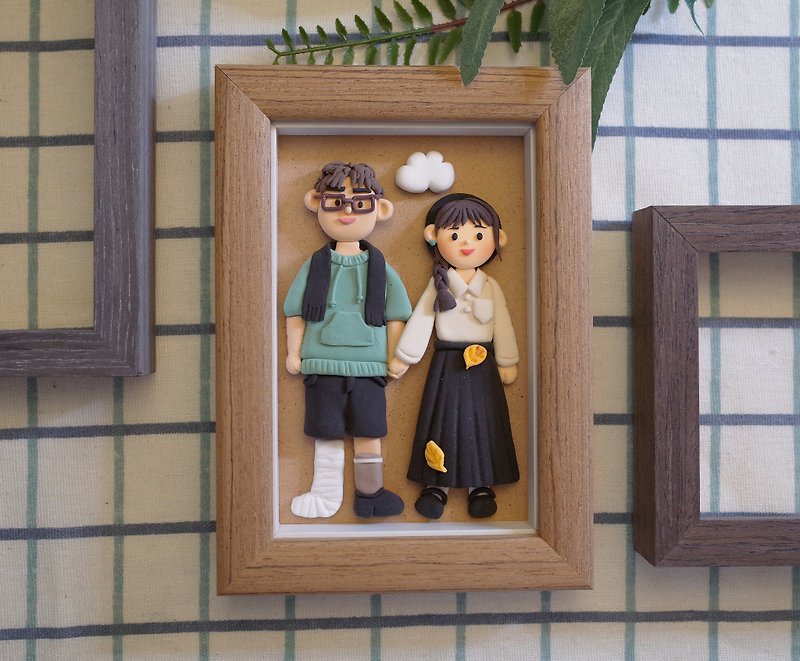 Customized clay character photo frame portrait customization - Picture Frames - Clay Khaki