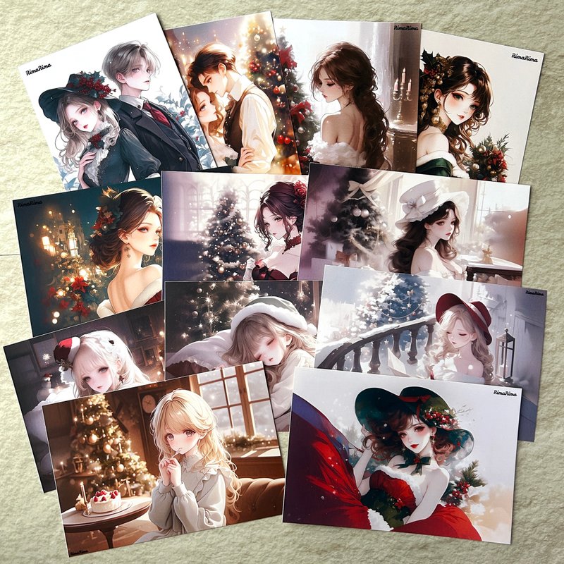 RimaRimaオリジナルシール クリスマス クラシックガール シールセット Christmas classic girl 〜りまりま - 貼紙 - 紙 
