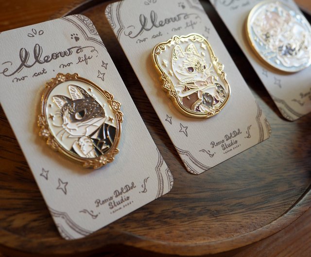 Chiya Pin レトロメタルピンバッジ 3種類 Meow no cat, no life