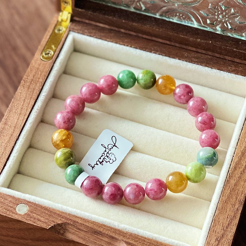 Amelia Jewelry丨Tourmaline丨Color-marked Tourmaline Bracelet丨Candy Tourmaline Bracelet丨Transfer and attract wealth - สร้อยข้อมือ - คริสตัล หลากหลายสี