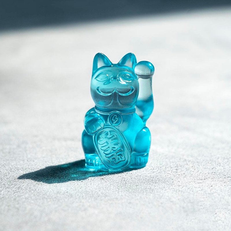 3cm Lucky Cat Buff-Transparent Blue - ตุ๊กตา - เรซิน 