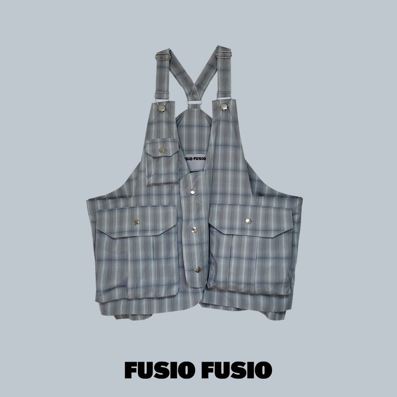 FUSIOFUSIO鐵皮屋吊帶背心 - 男背心 - 棉．麻 灰色