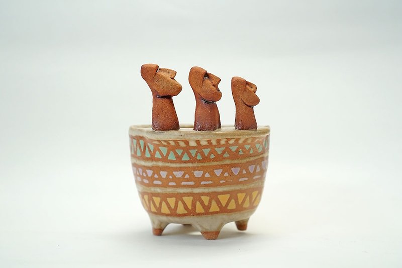 Plant pot with Moeyes ,cactus,ceramics,pottery,handmade - Plants - Pottery Multicolor