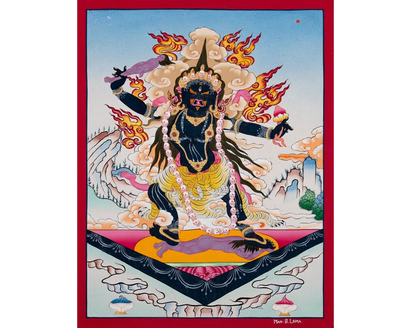 精美的埃卡加蒂达金尼唐卡画  体现神圣智慧 - 壁貼/牆壁裝飾 - 其他材質 多色