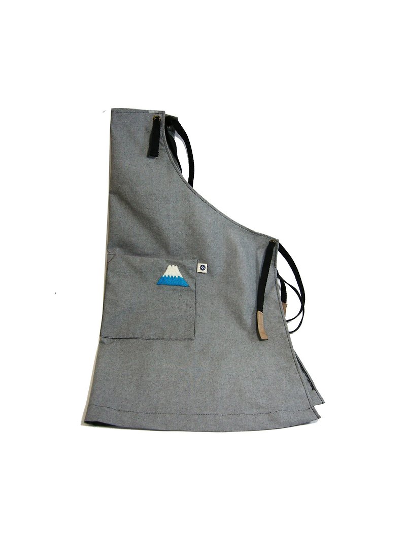 Wool felt Fuji Mountain apron (canvas gray) __made as zuo zuo hand made wool felt apron - Aprons - Cotton & Hemp Gray