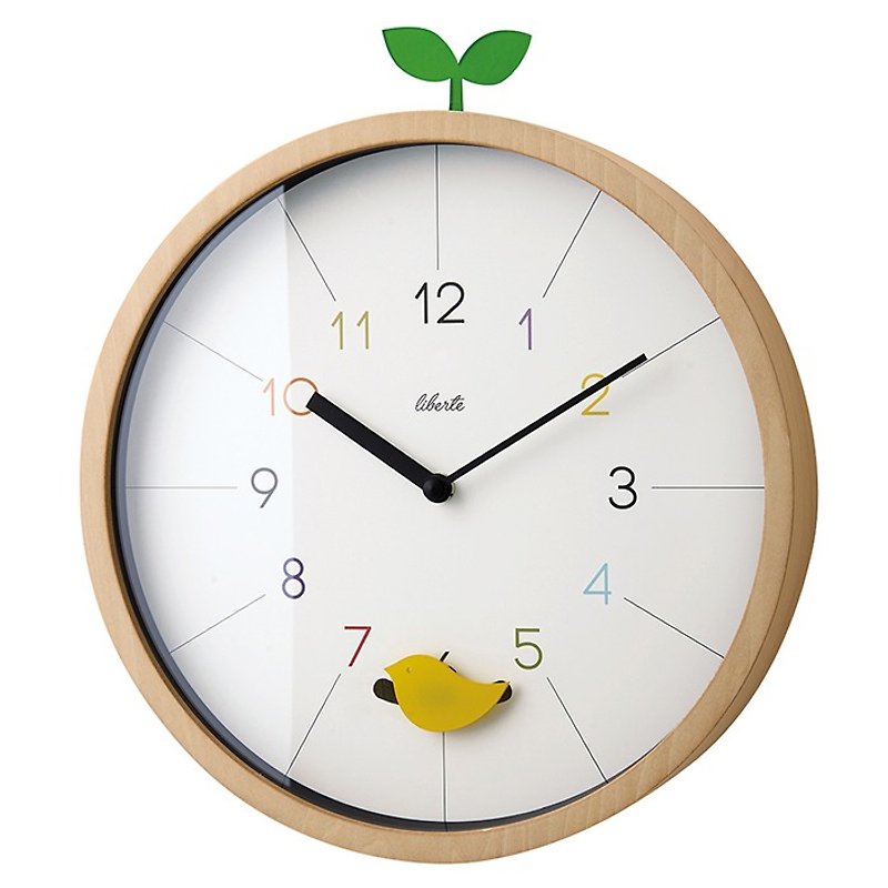 Drossel- cute chick silent swing clock wall clock - Clocks - Wood White