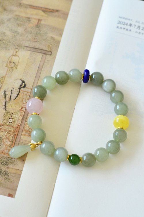 Angel's tears 天使之淚 Jewelry Design 10mm天然和田玉 /和闐玉-晴水玉 粉水晶青金碧玉設計手串手持fs