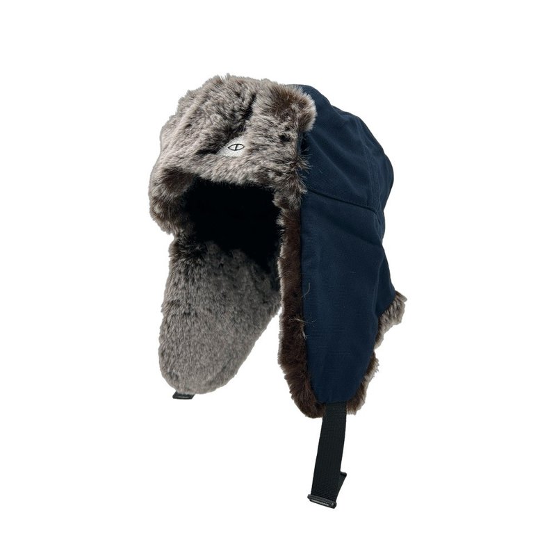 日本限定 POLER MILITARY FUR VISOR CAP 軍裝毛絨蓋耳飛行帽 /藍 - 帽子 - 其他材質 藍色