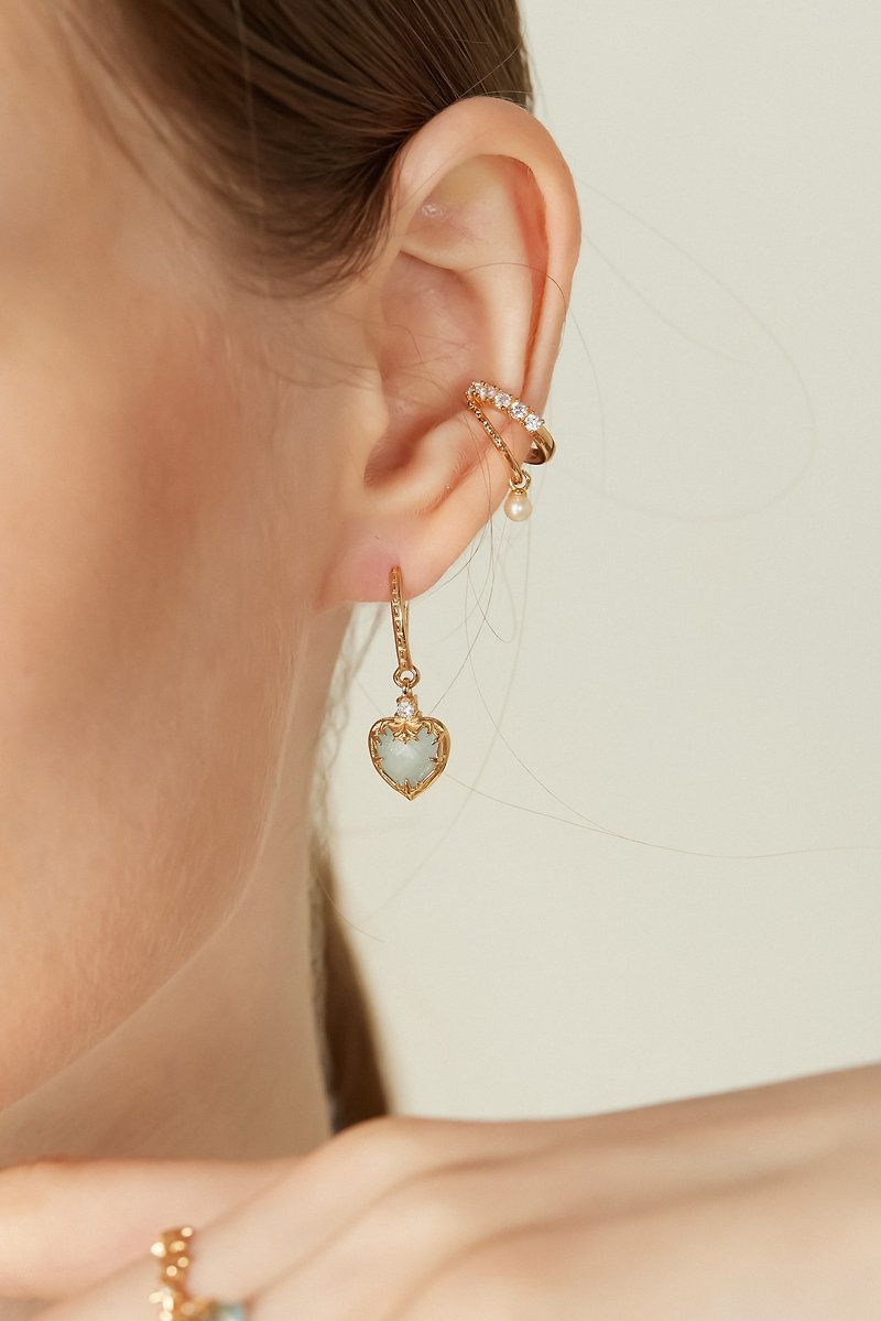 Aquamarine Gold/Silver Earrings - Miracle - ต่างหู - เงินแท้ สีทอง