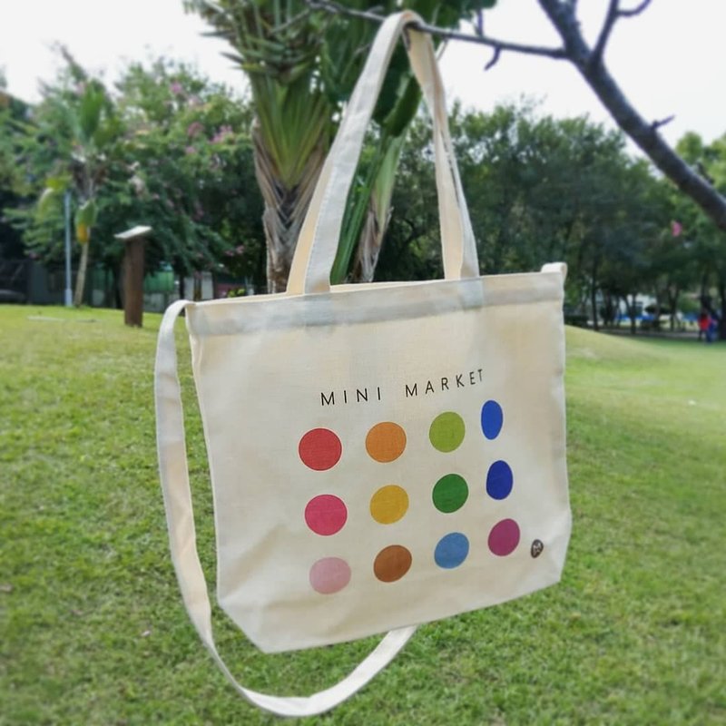 MINI MARKET 超級VIP粉絲 徽章蒐集包/手提肩背側背三用帆布包 - 側背包/斜背包 - 棉．麻 多色