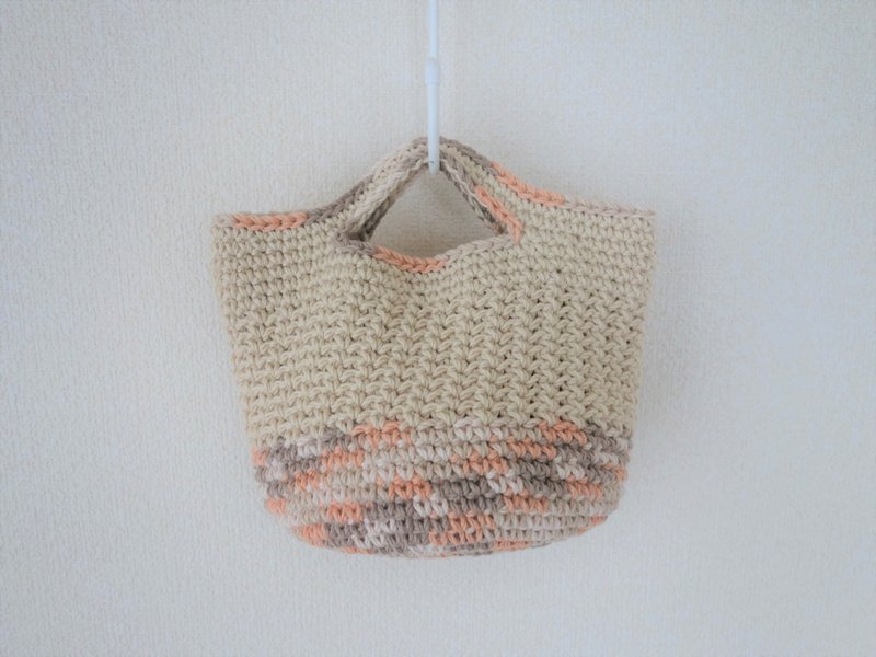 Cotton bag,natural color,mini,hand-knit - 手提包/手提袋 - 棉．麻 