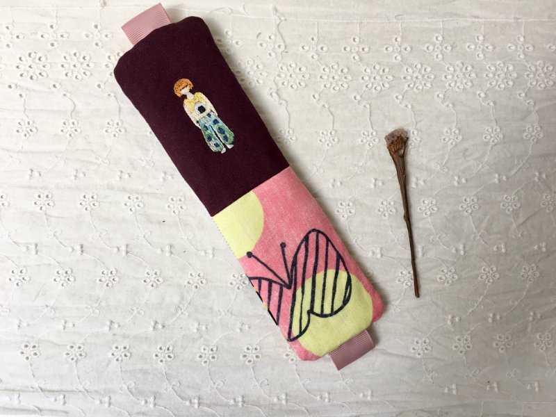 fingirl1000-NO.158 一股刺繡拼布文具筆包-1000枚女子展 - 鉛筆盒/筆袋 - 棉．麻 