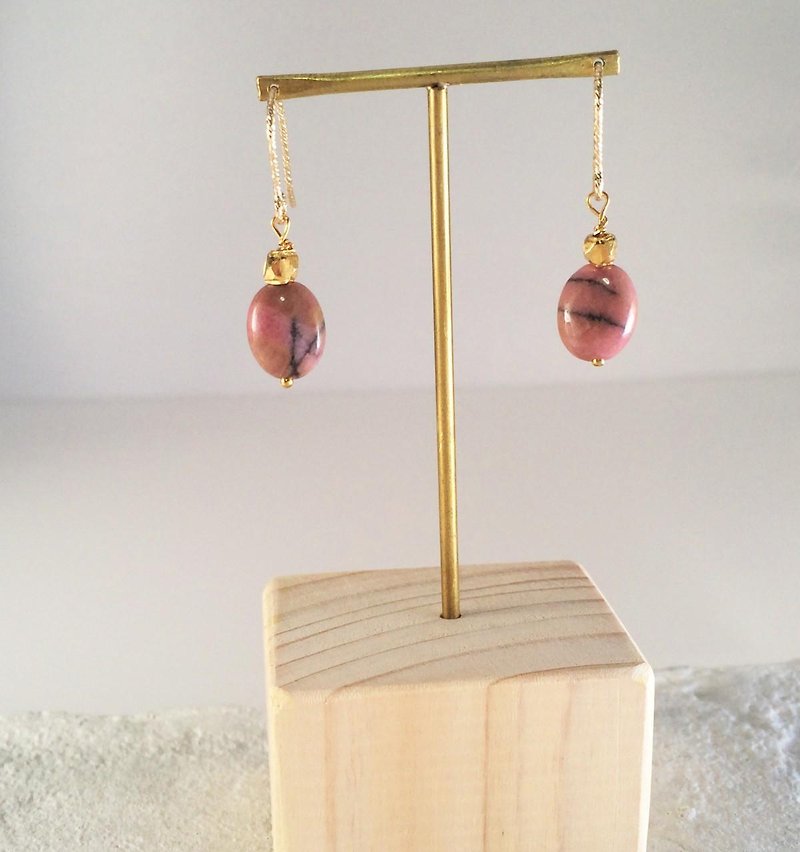 Rhodonite ◆ K14GF Earrings - Earrings & Clip-ons - Gemstone Pink
