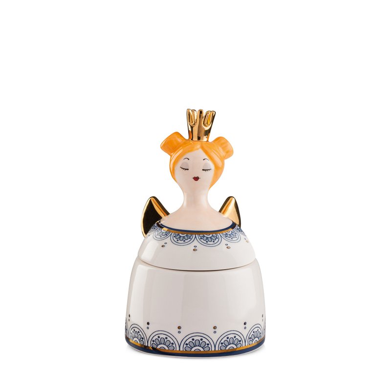 義大利EGAN- 玩偶系列 珠寶盒 白色皇后 10X16CM(小) - 居家收納/收納盒/儲物盒 - 陶 白色