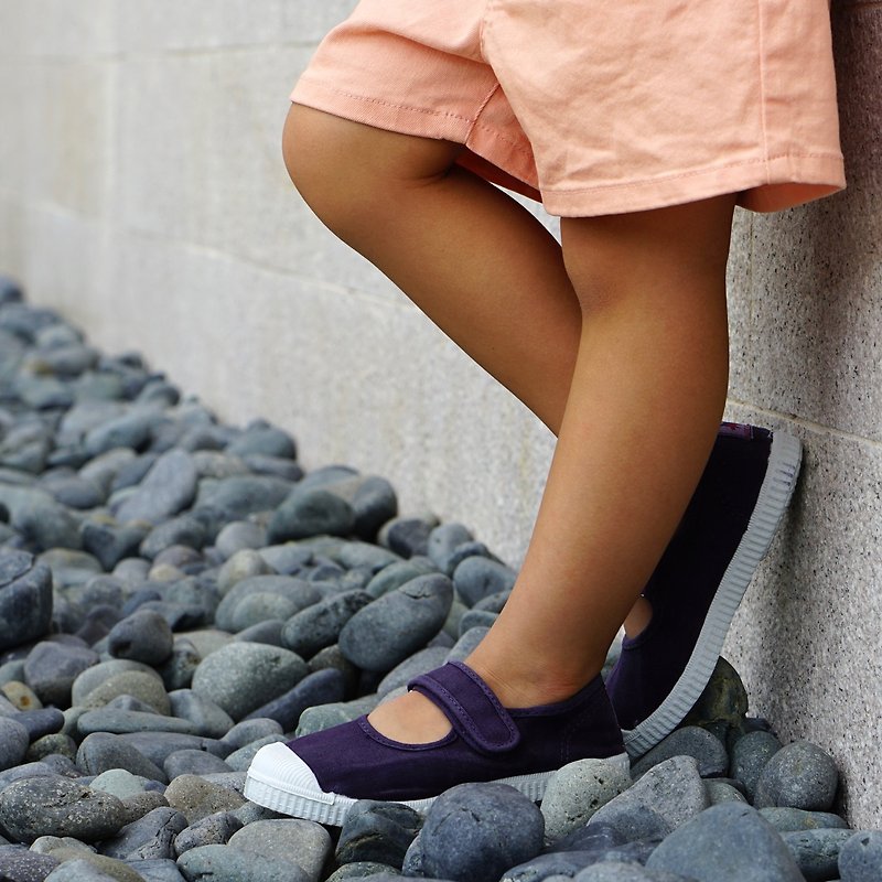 西班牙帆布鞋 CIENTA 76777 35 深紫色 洗舊布料 童鞋 瑪莉珍 - 男/女童鞋 - 棉．麻 紫色