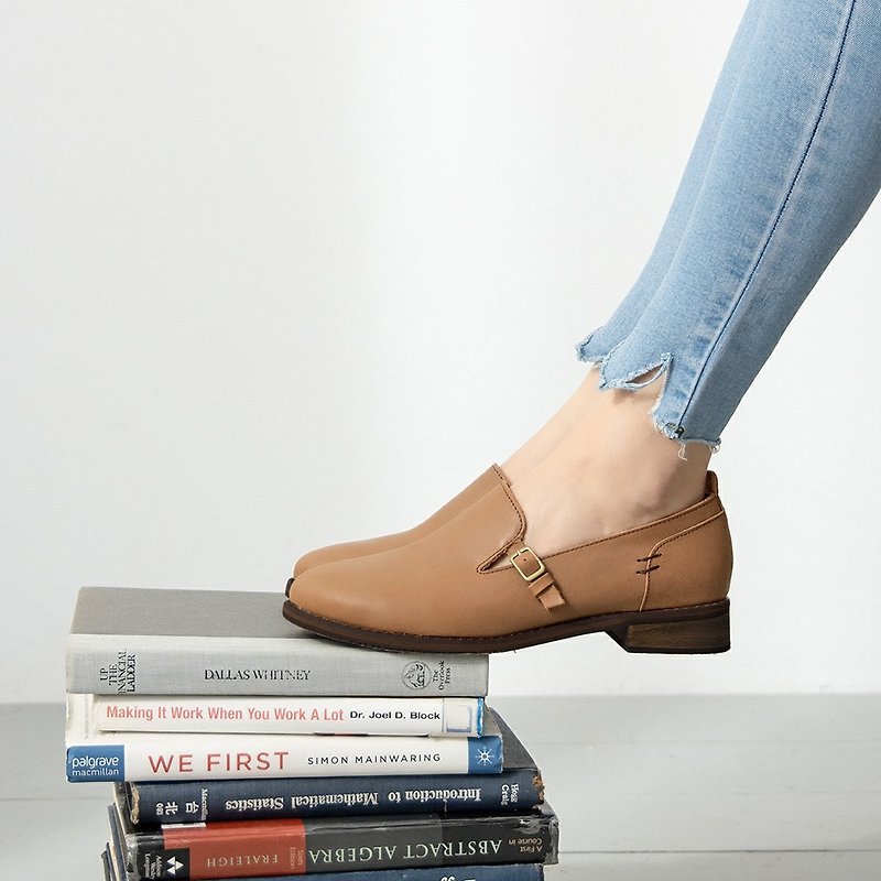 MUJI Simple Wear Loafers - Smoked Wood - รองเท้าอ็อกฟอร์ดผู้หญิง - หนังแท้ สีนำ้ตาล