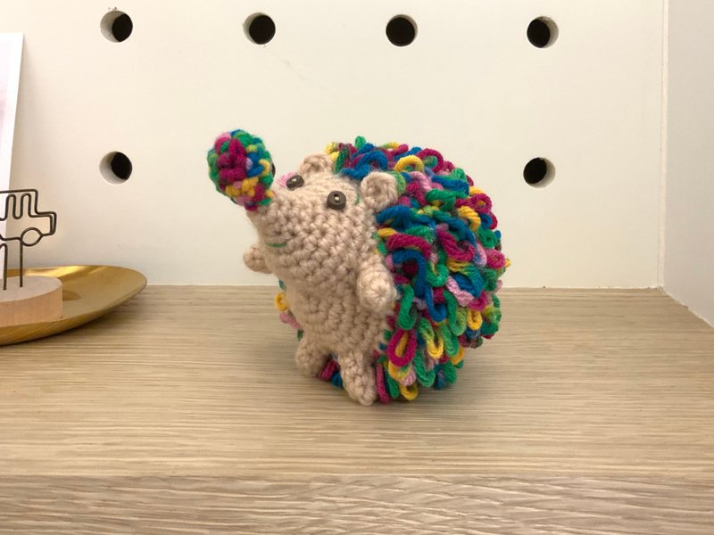 [Refurbished] Rainbow Hedgehog Knitted Handmade - Stuffed Dolls & Figurines - Other Materials Multicolor