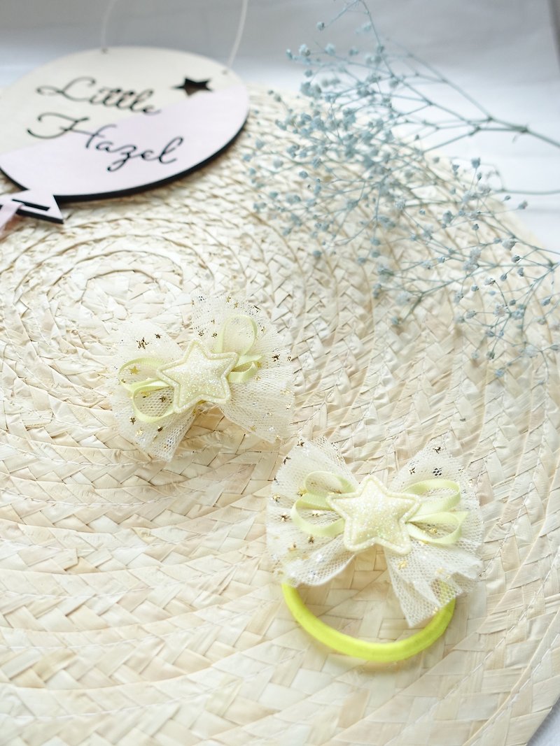 Children's Hair Accessories-Star Net Yarn Bow Hairpin Hair Bundle Hair Accessories (Yellow) - Other - Other Materials 