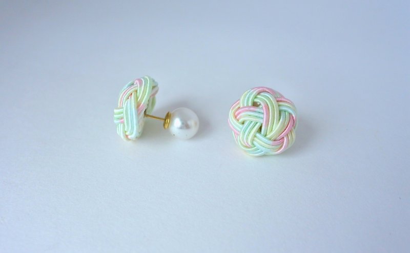Paper Earrings & Clip-ons Multicolor - Pastel Mizuhiki Earring Set, Plum Flower Earrings, Rainbow Studs, Colorful Japan