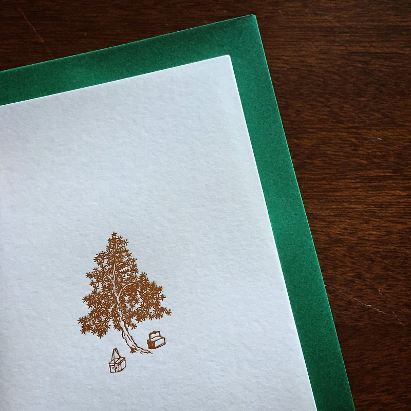 卡片/Merry Christmas耶誕快樂之芥子園畫譜/綠色信封 - 心意卡/卡片 - 紙 白色