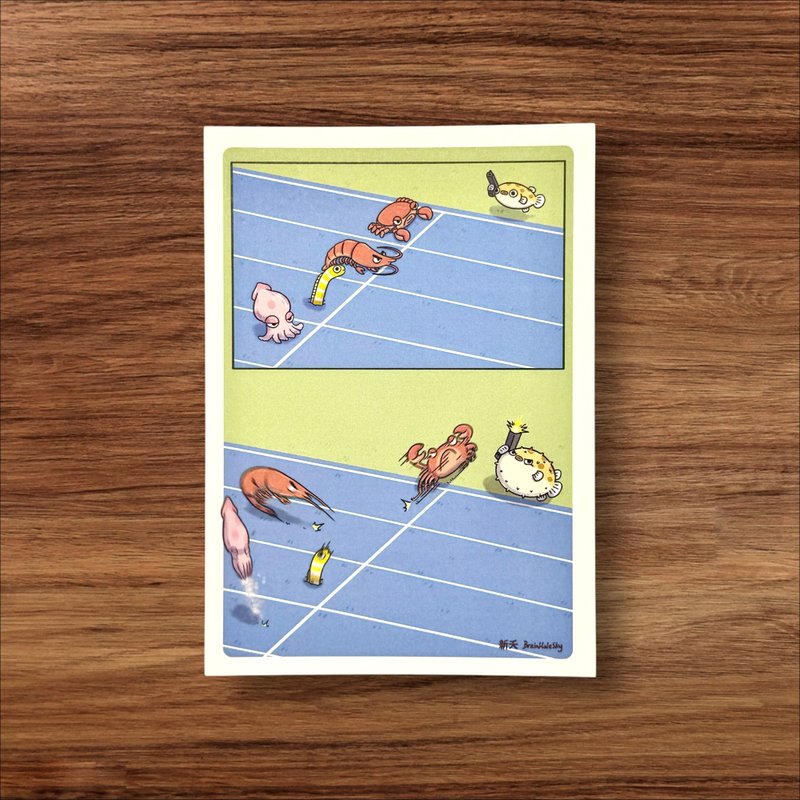 Animals double-sided postcards - Racing seafood - การ์ด/โปสการ์ด - กระดาษ 