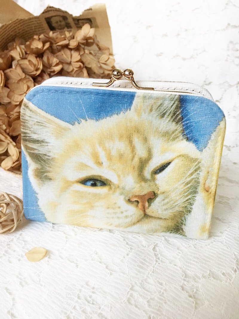 Handmade Gifts new "big mouth gold purse" cat / Valentine's Day birthday gift exchange - Coin Purses - Genuine Leather 
