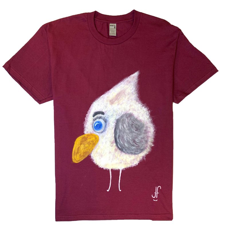 Pure hand-painted | Neutral short-sleeved T-shirt | Grandpa Bird [customized gift] - เสื้อยืดผู้ชาย - ผ้าฝ้าย/ผ้าลินิน หลากหลายสี