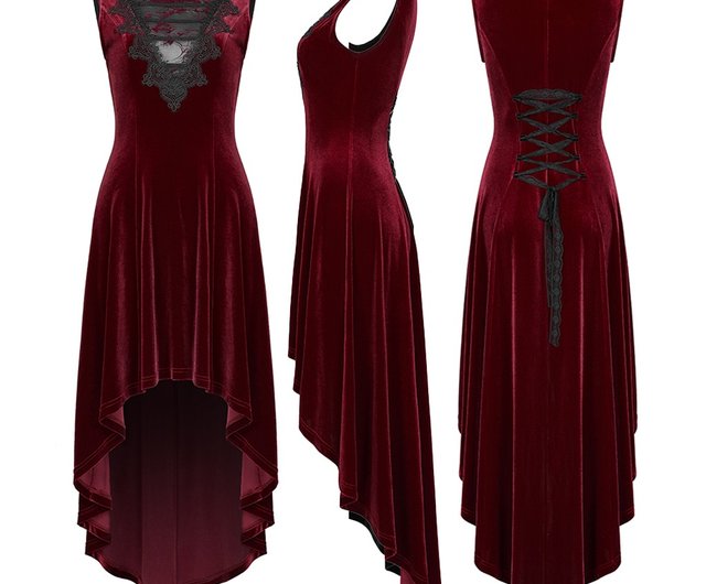 BLOOD SUPPLY Wish Night ベルベット ミニワンピ ゴシック ゴシック ブラッド リチュアル ベルベット ドレス -レッド