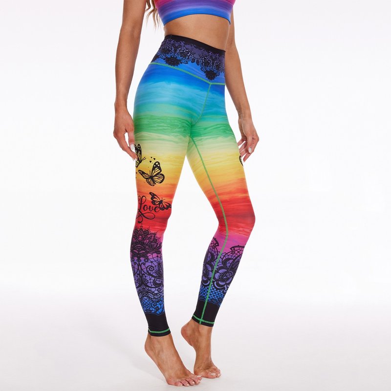 Colorful Horizon Lace High-waisted Leggings - กางเกงวอร์มผู้หญิง - วัสดุอีโค หลากหลายสี