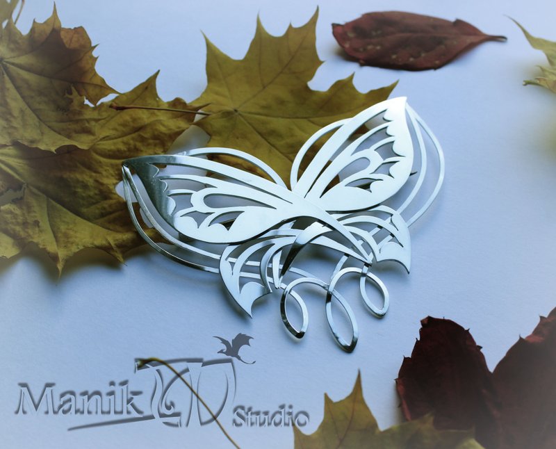 Brooch Butterfly | Elven Jewelry | Cosplay Elvish | Butterfly wings - Brooches - Other Metals Silver