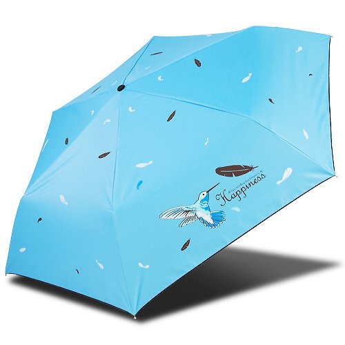 TDN 雙龍蜂鳥超輕細黑膠三折傘鉛筆傘晴雨傘抗UV陽傘汽球傘(晴空藍)