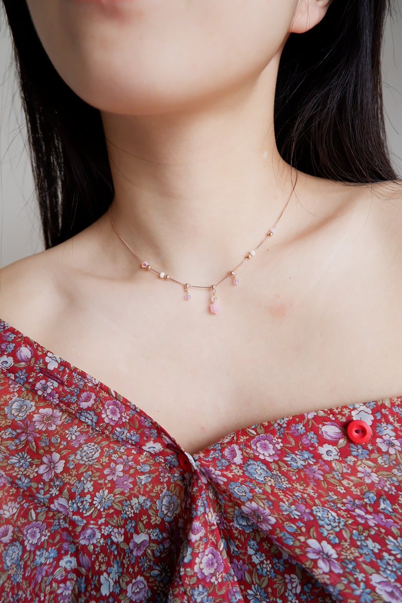 Pinky Rose gold 925 silver adjustment choker - Necklaces - Sterling Silver 
