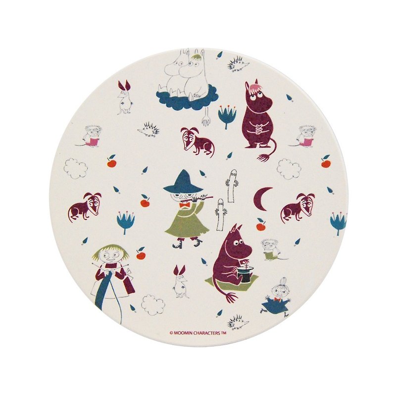 Moomin 噜噜 米 Authorization-Water-absorbing Coaster- [Autumn Night in Happy Valley] (Round) - Coasters - Pottery Purple