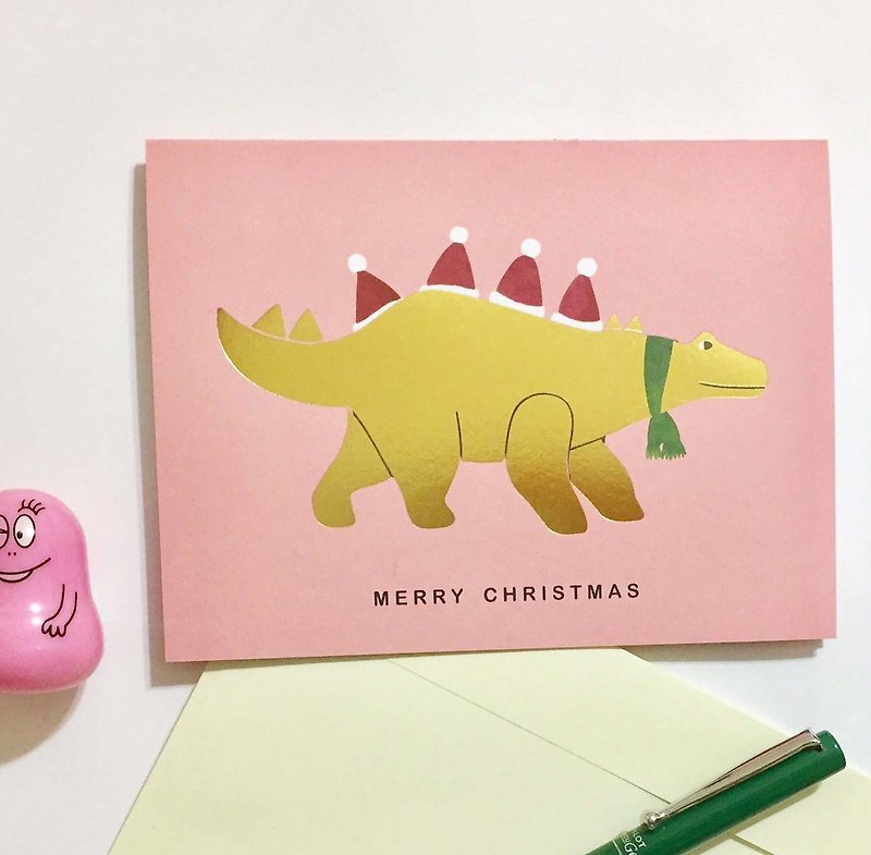 Christmas card of panda grocery store stegosaurus - การ์ด/โปสการ์ด - กระดาษ 