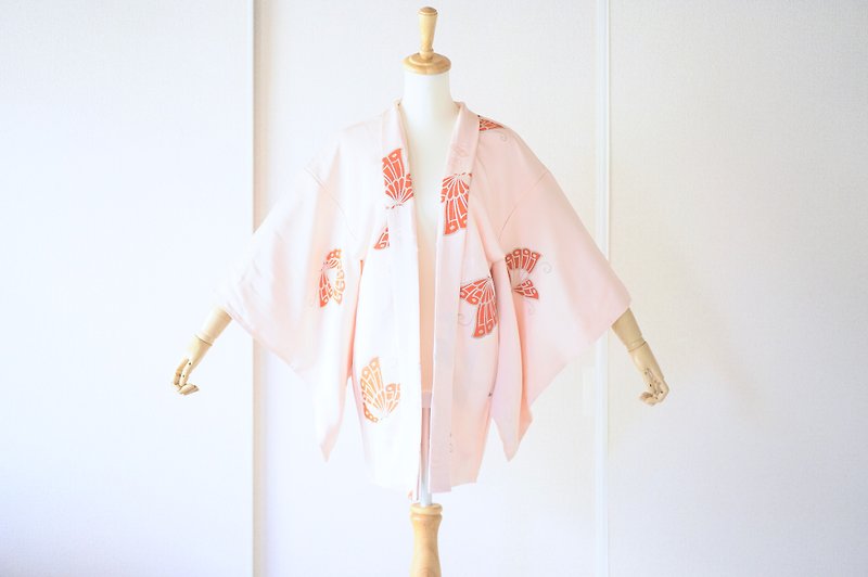 Vintage kimono jacket, Haori, Japanese Kimono /4547 - 外套/大衣 - 絲．絹 粉紅色