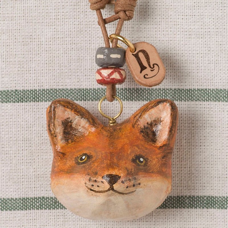 Fox pendant necklace / animal items 錬 - สร้อยติดคอ - กระดาษ สีส้ม