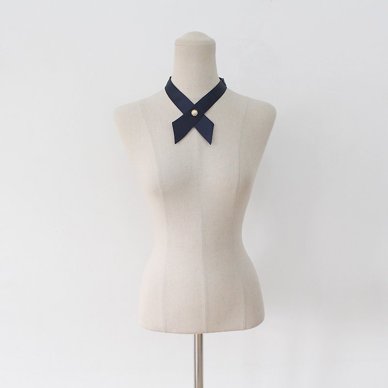 Navy crosstie,necktie,Navy neck tie for woman,wedding,Black crosstie - 領呔/呔夾 - 其他材質 藍色