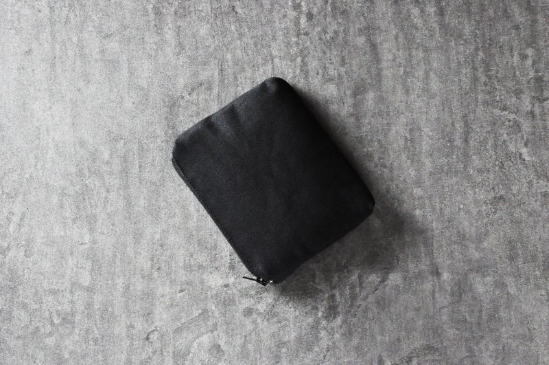 ENDURE/black canvas/concealed coin purse - กระเป๋าสตางค์ - ผ้าฝ้าย/ผ้าลินิน สีดำ