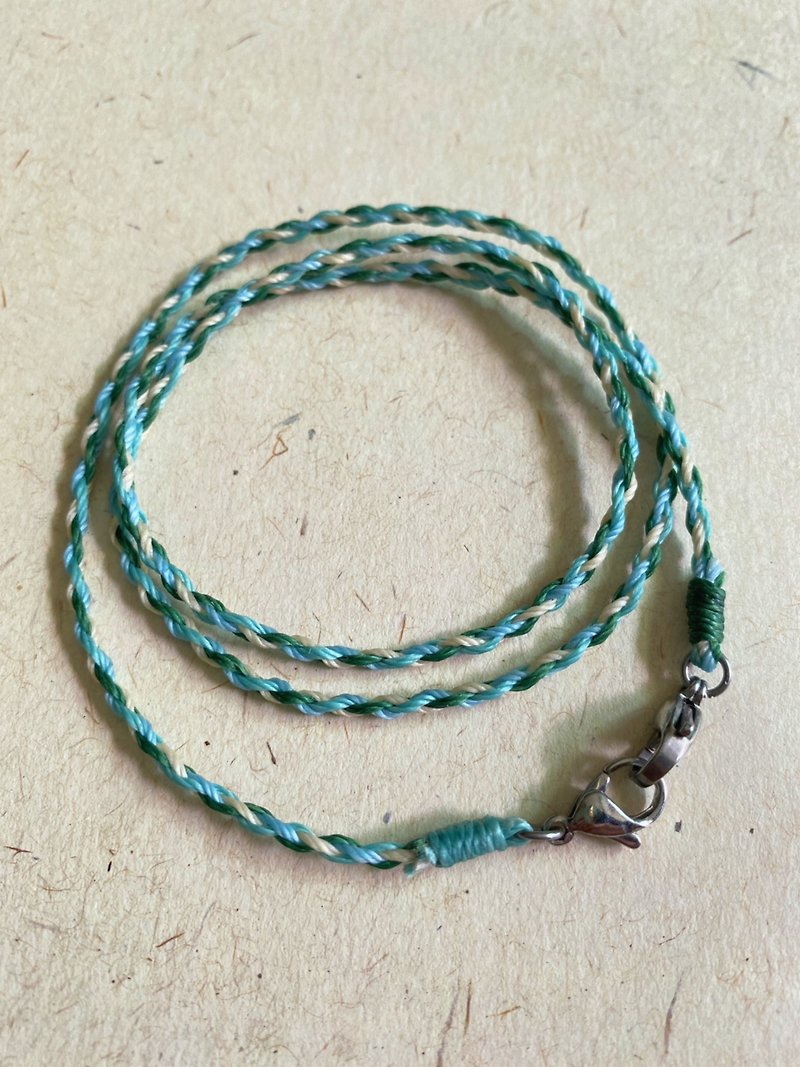 The mask lanyard is also a three-circle bracelet South American Wax wire braided bracelet dual-use - สร้อยข้อมือ - สแตนเลส สีเขียว