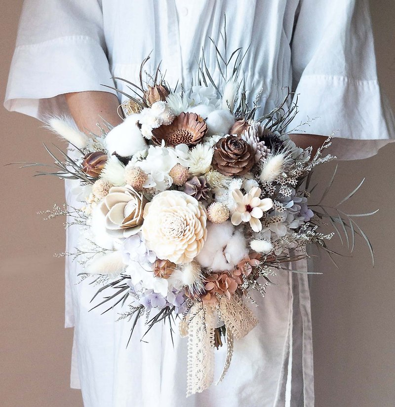 Japanese dry bridal bouquet | wood tone - Dried Flowers & Bouquets - Plants & Flowers 