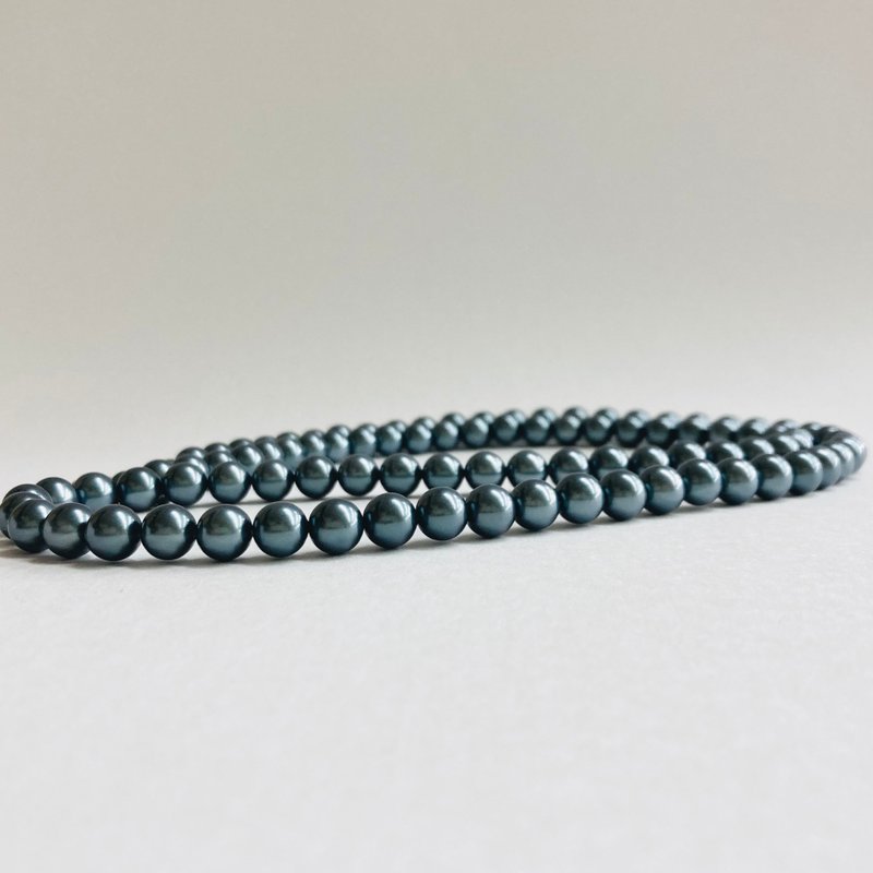 Shell pearl opera necklace/8mm approx. 80cm/navy/R/made in Japan - Necklaces - Shell Blue