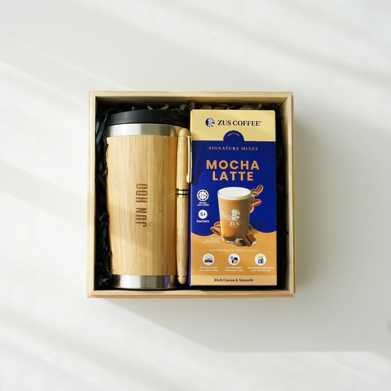 Office Gift Set #03 - Coffee Mug Tumbler, Bamboo Gel Pen, Coffee - Cups - Other Materials Multicolor