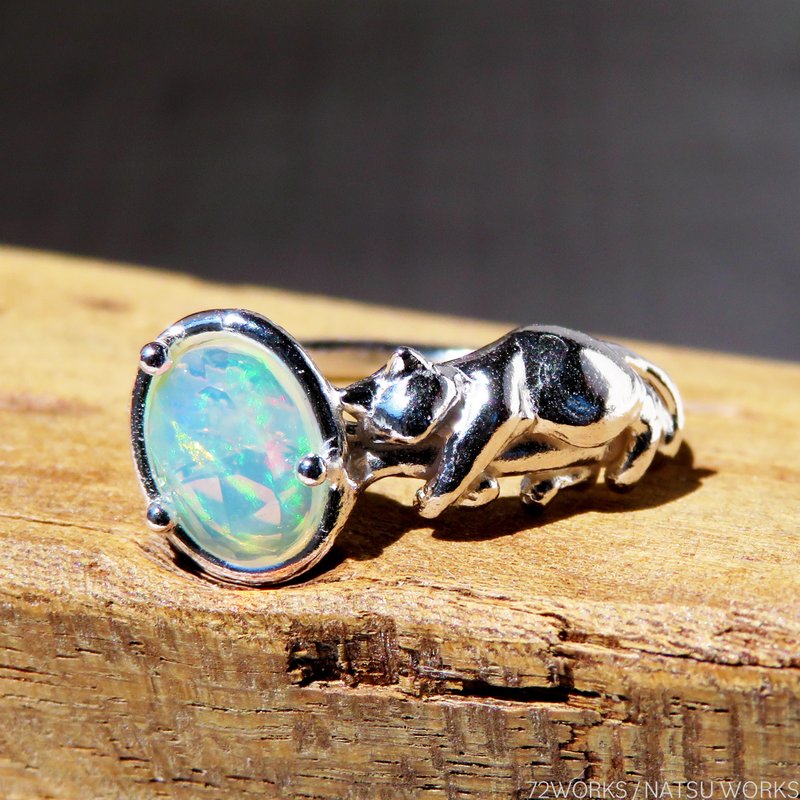 オパールと猫 リング / Opal & Cat Ring rc - 戒指 - 寶石 多色