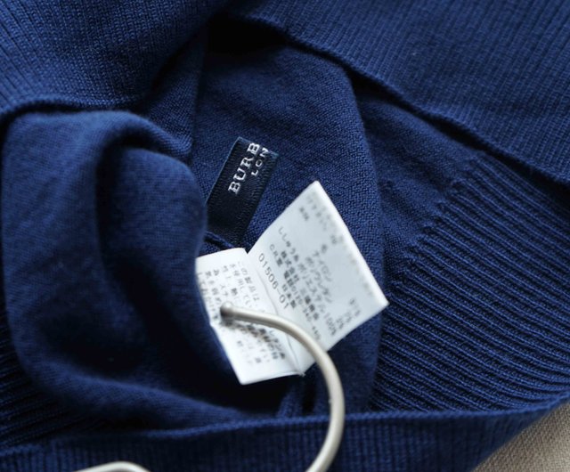 Treasure hunt vintage-burberry London skin-friendly dark blue logo thin  knitted turtleneck sweater - Shop 4.5studio Women's Sweaters - Pinkoi