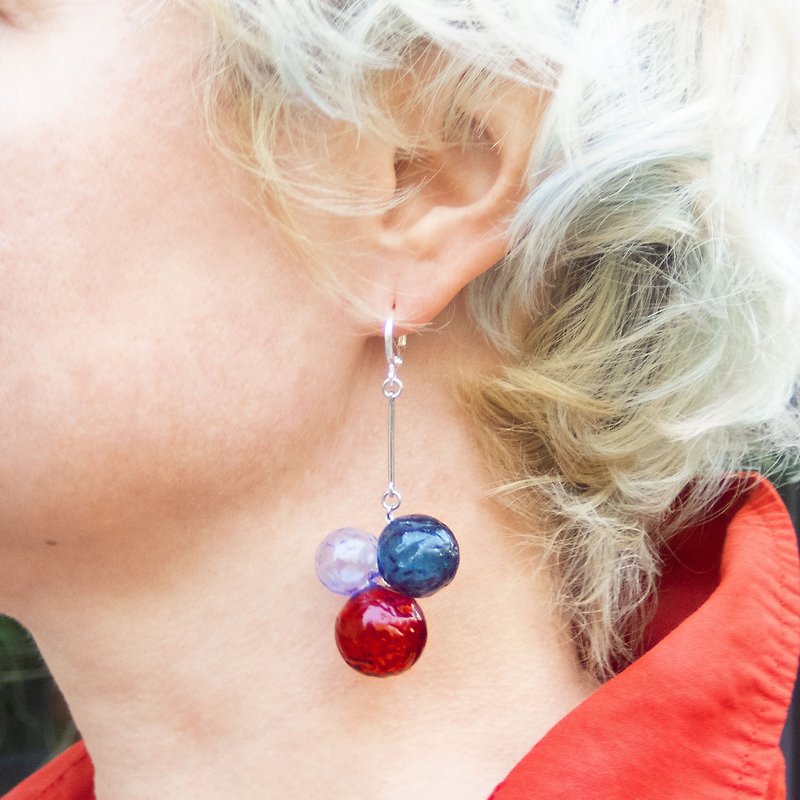 Dangle Bubble earrings: 12 Months - ต่างหู - แก้ว สีน้ำเงิน