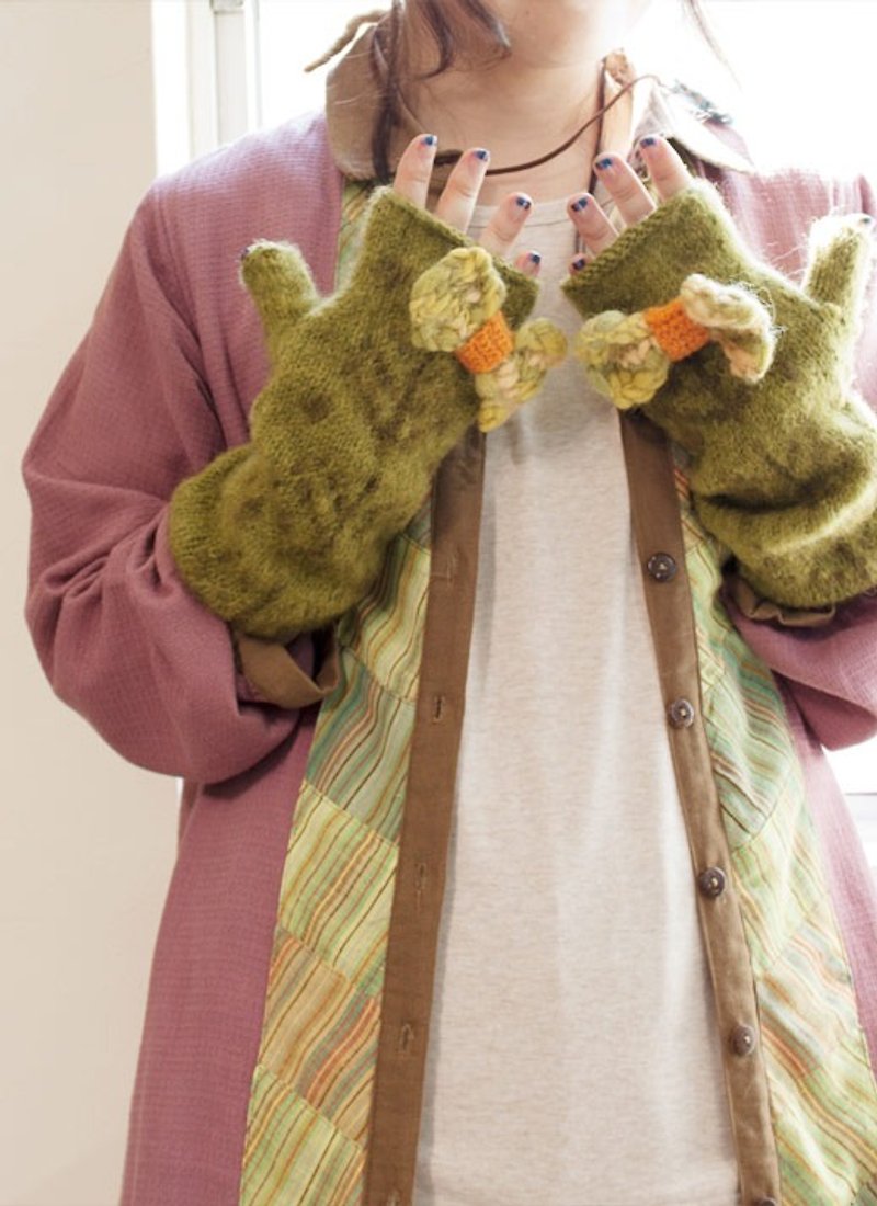 ☆ Hammock ☆ 彡 Hammock Mofhumov wool long gloves - Gloves & Mittens - Wool Brown