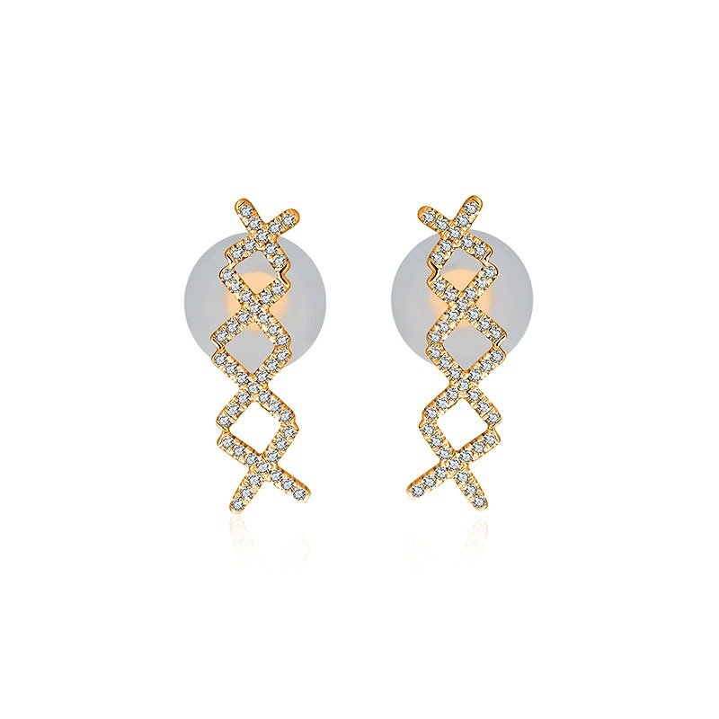 Quadruple Cross Diamond Earring - Earrings & Clip-ons - Other Metals Orange